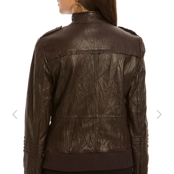 Guess | Jocelyn Leather Jacket Brown - Picture 3 of 7
